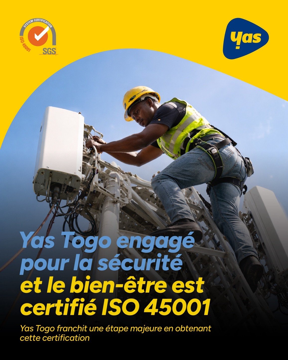 Yas Togo atteint un nouveau sommet avec les certifications ISO 14001 et ISO 45001, alliant technologie et responsabilit&eacute;.