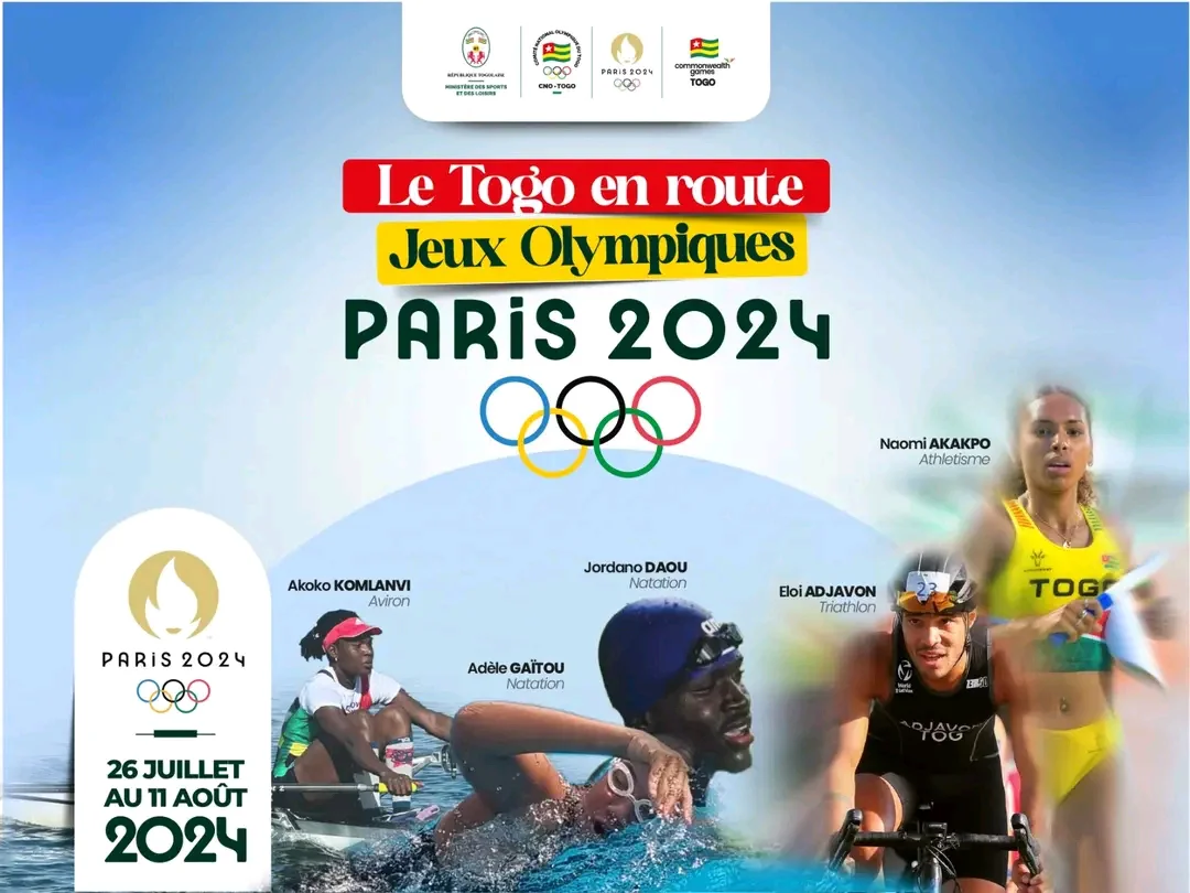 Cinq athlètes togolais participe aux Jeux Olympiques de Paris 2024 ouverts vendredi 26 juillet. il s'agit notamment de Akoko Komlanvi, Naomi Akakpo, Eloi Adjavon, Adèle Gaitou et Jodano Daou.