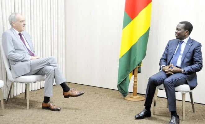 Jeudi 11 juillet 12024 à Lomé, le président de l’Assemblée nationale, Sévon-Tepé Kodjo Adédzé, a échangé avec l’ambassadeur de la République d’Allemagne au Togo, Dr Claudius Fischbach.