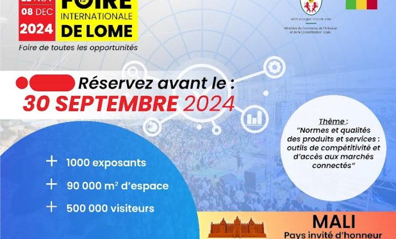 Lundi 2 septembre 2024 a début la campagne commerciale pour les inscriptions à la 19è Foire internationale de Lomé (FIL). Prévue du 22 novembre au 8 décembre, elle est placée sous le thème : « Normes et qualités des produits et services : outils de compétitivité et d’accès aux marchés connectés ».