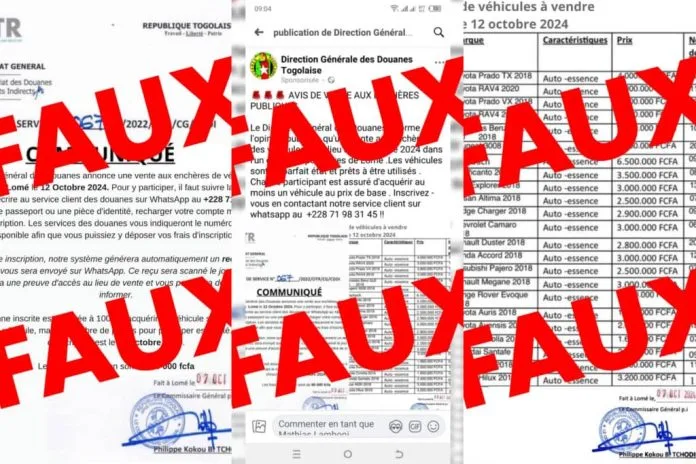 Togo : aucune vente aux enchères ce 12 octobre 2024, alerte l'OTR