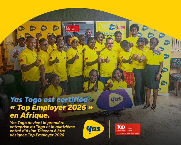 Yas Togo devient le premier opérateur certifié « Top Employer 2026 » au Togo. En savoir plus sur cette reconnaissance prestigieuse.
