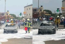 Un véhicule chargé d’essence de contrebande a été incendié après une course-poursuite à Baguida. Découvrez les détails de l'incendie.