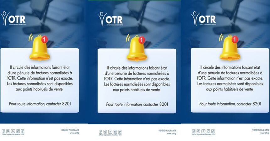 L’OTR dément les rumeurs de pénurie de factures normalisées au Togo. Les factures sont toujours disponibles.